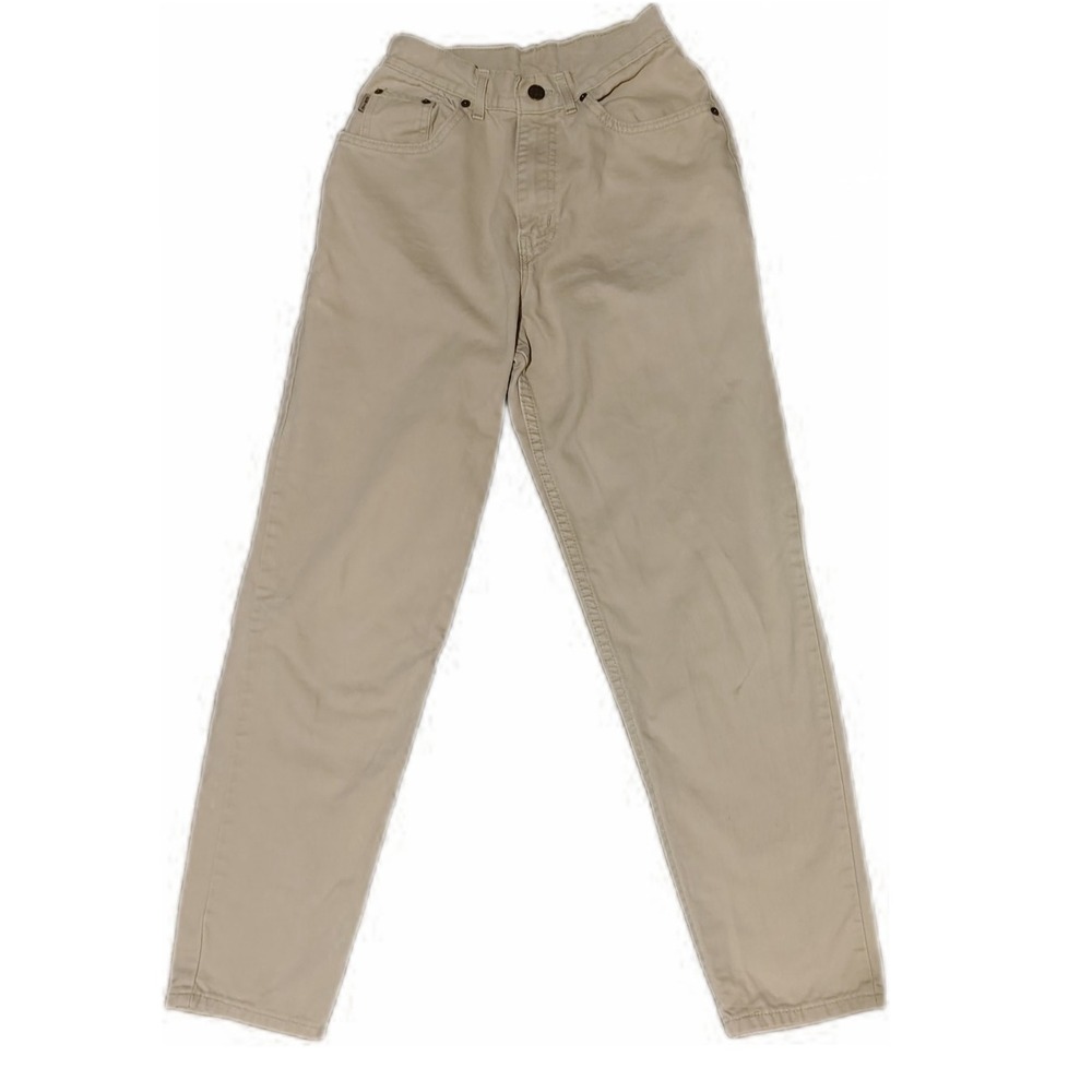 Vintage 90s CHIC Womens Khaki High Rise Tapered Jeans 4P Relaxed Minimalist